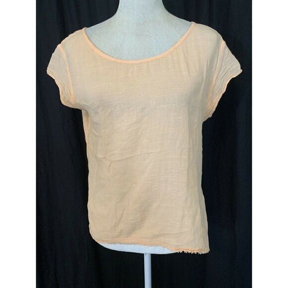 velvet graham spencer Womens Solid Sherbert Orange Short Sleeve Top Small - Picture 1 of 5